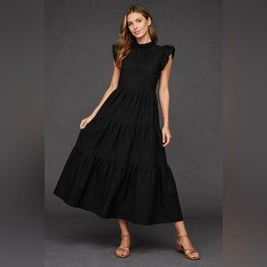ChePè Made in Italy Black Tiered Cotton Maxi Dress – XS – NWT